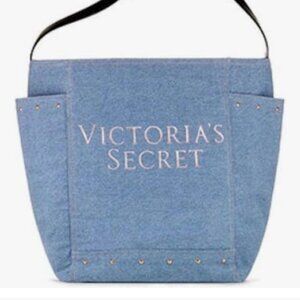 Victoria's Secret Blue Denim Stud Shoulder Tote bag
